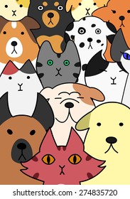 Dogs and cats face collection