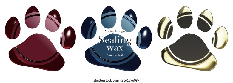 Dogs and cats footprints seal wax emblem vector illustration
