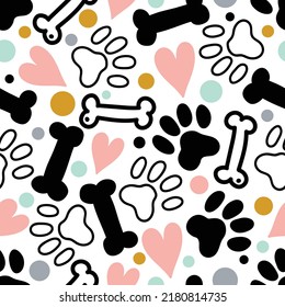 Dogs and cats. Funny children's seamless pattern. Can be used in textile industry, paper, background, scrapbooking.Vector.