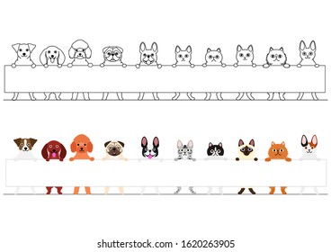 dogs and cats holding white board border set