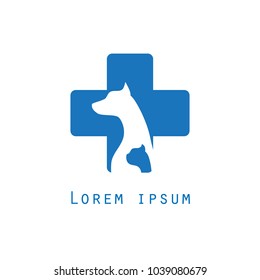 Dogs and cats and pet veterinary care logo icon on white background.