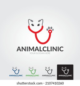 Dogs and cats and pet veterinary care logo icon on white background.