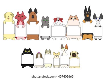 dogs and cats standing with the card