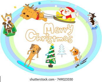 Dogs are celebrating at winter sports on Christmas Day.
