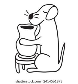 dogs and ceramic in line doodle style in vector. template for print advertising poster sticker icon illustration