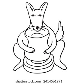 dogs and ceramic in line doodle style in vector. template for print advertising poster sticker icon illustration