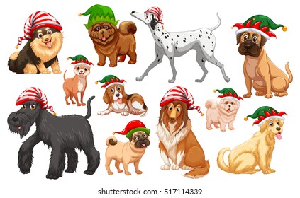 Perros con sombreros de Navidad