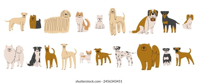 Dogs Collection 2 cute on a white background, vector illustration.