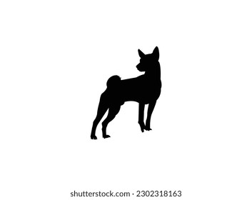 Dogs collection. Vector illustration of funny cartoon different breeds dogs in trendy flat style. Isolated on white and black. Vector silhouette of dog on white background.Vector illustration of cute.