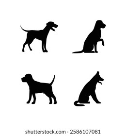 Dogs collection. Vector illustration of funny cartoon different breeds dogs in trendy flat style. 