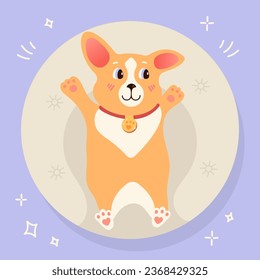 Dogs corgi set in cartoon style. Cute dogs in different poses for decor, print, design, stickers, posters. Vector illustration EPS 10.