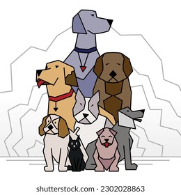 Dogs couple. Dogs exhibition cartoon icon template.