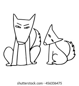 dogs couple on white background