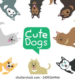 dogs cute set vector, animal
