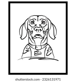 Dog's Daze vector brush illustration framed in a black frame