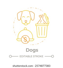 Dogs dishes duo tone concept icon. Low profitability and popularity. Menu engineering matrix. Round two color outline illustration. Abstract vector design. Easy to use in promotional material