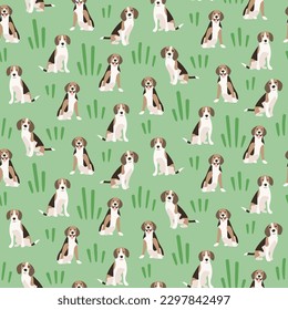 Dogs dog beagle seamless repeat pattern. natural. gender neutral. earth tones. beige, brown. cute pet puppy.