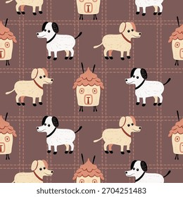 Perros Doghouse sin fisuras lindo patrón
