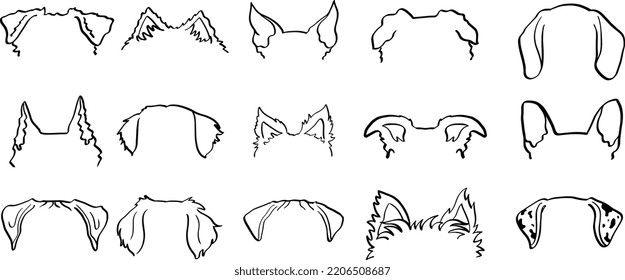 Diseños de camisas de orejas de perro, ilustración vectorial de orejas de perro