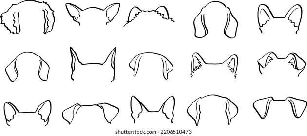 Diseños de camisas de orejas de perro, ilustración vectorial de orejas de perro