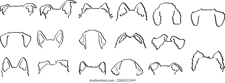 Diseños de camisas de orejas de perro, ilustración vectorial de orejas de perro