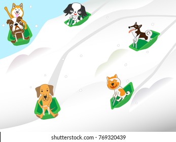 Dogs are enjoying sledding.
