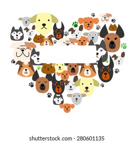 Dogs face in heart-shape