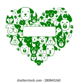 Dogs face in heart-shape