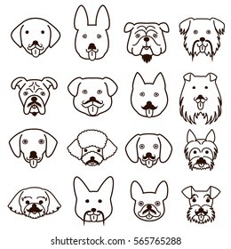 dogs faces with mustache set