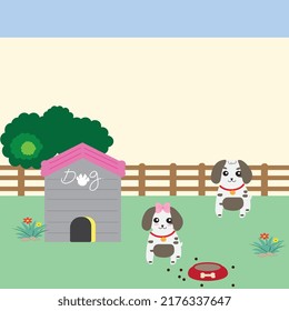 Dogs with family at the farm
