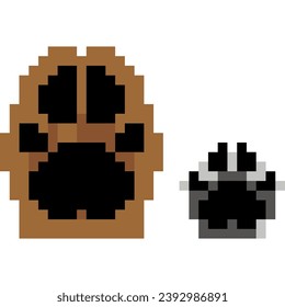 Dog's feet cartoon icon in pixel style