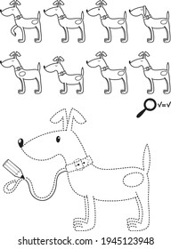 Dogs find the differences and color them