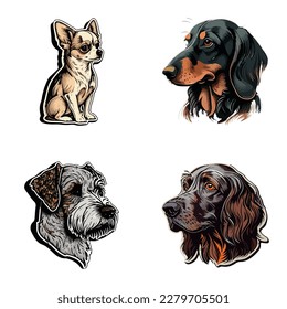 Perros Icono plano Conjunto Aislado En Fondo Blanco