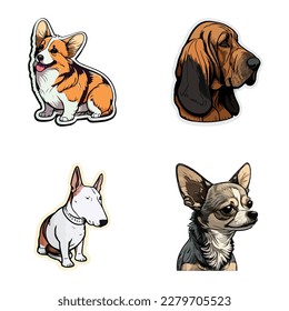 Dogs Flat Icon Set Isolated On White Background