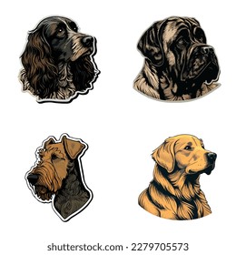 Dogs Flat Icon Set Isolated On White Background