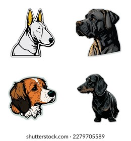 Dogs Flat Icon Set Isolated On White Background