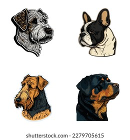 Perros Icono plano Conjunto Aislado En Fondo Blanco