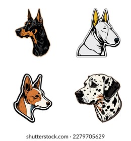 Dogs Flat Icon Set Isolated On White Background