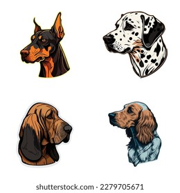 Dogs Flat Icon Set Isolated On White Background