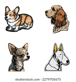 Dogs Flat Icon Set Isolated On White Background