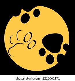 The Dog's Footprints Footage Icon Edit Logo With Black Background Frame Yellow Coloured Silhouette Simple Design Template