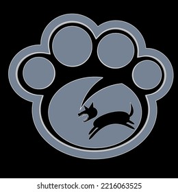 The Dog's Footprints Footage Icon Edit Logo With Dog Icons Logos Grey Coloured With Black Background Wallpaper Silhouette Simple Design Template