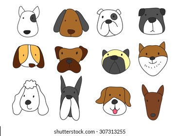 Dogs Freehand drawing vector cartoon
