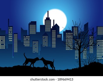 dogs and full moon