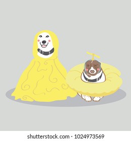 Dogs with Funny Costume Illustration (Vector)