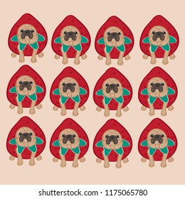Dogs with Funny Costume Illustration (Vector)