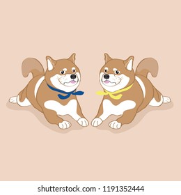 Dogs with Funny Costume Illustration (Vector)