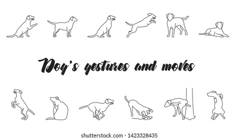 Dogs gestures and moves icon set