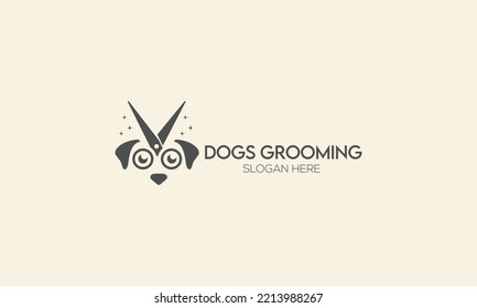 Dogs Grooming Logo Design Vector, Minimal Dogs Grooming Logo.