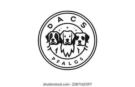 dogs group flat logo design for animals' pet 